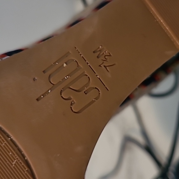 Cabi Isla Leather Suede Navy Blue Wedge Heels Espadrilles Sandals Wmns 7.5 Boho - Picture 14 of 14